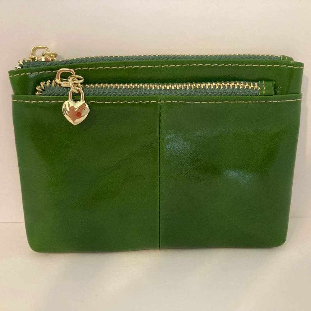 New, green leather BO change purse/wallet